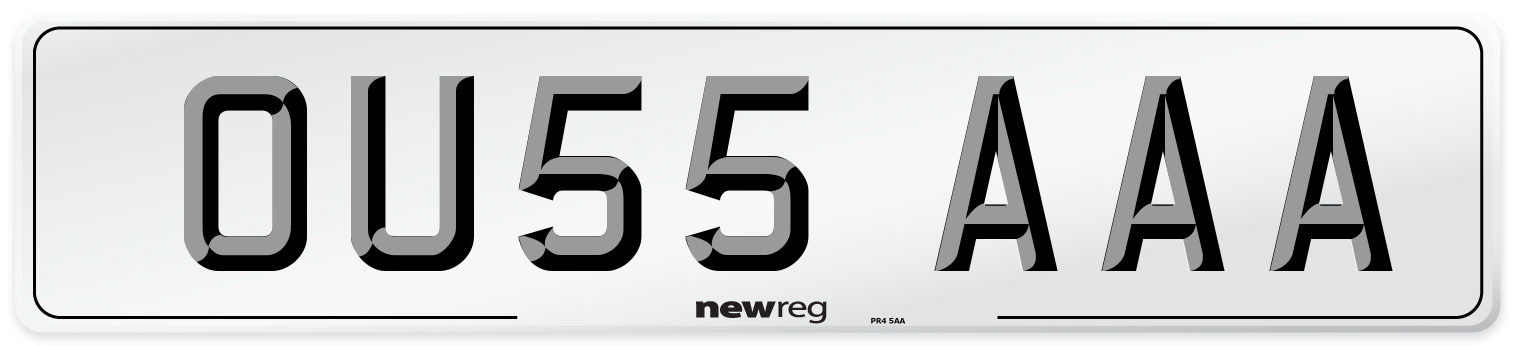 OU55 AAA Front Number Plate