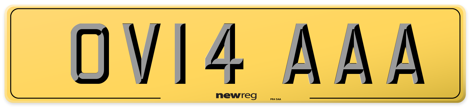OV14 AAA Rear Number Plate