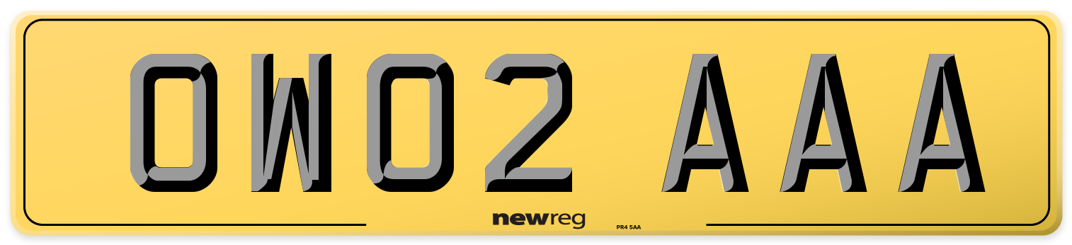 OW02 AAA Rear Number Plate