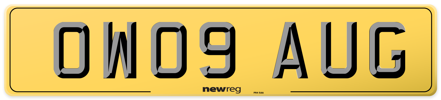 OW09 AUG Rear Number Plate