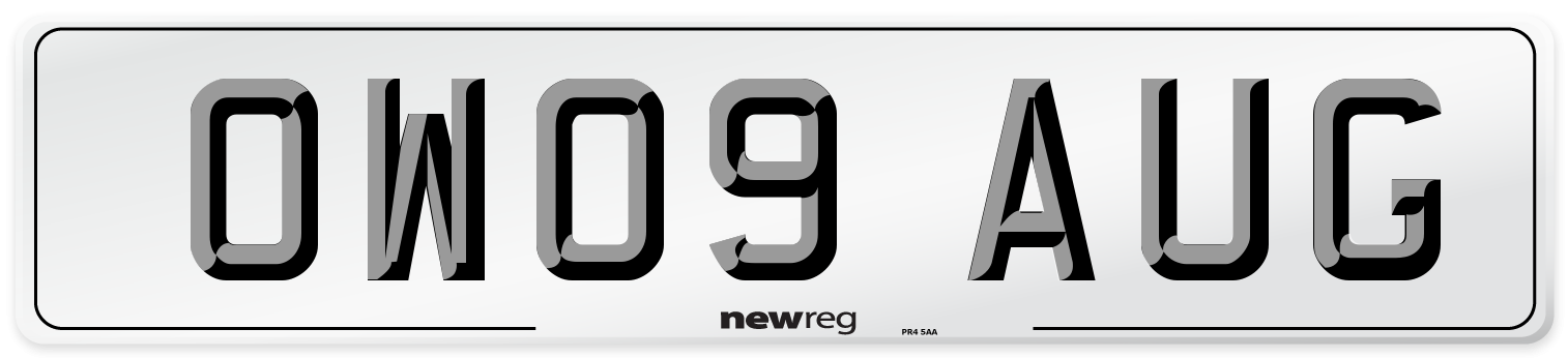 OW09 AUG Front Number Plate