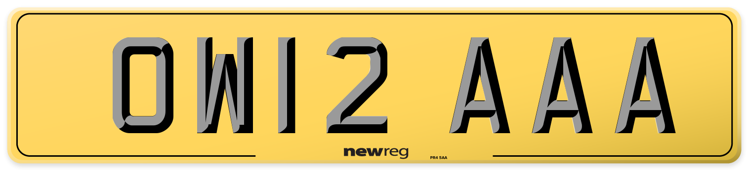 OW12 AAA Rear Number Plate