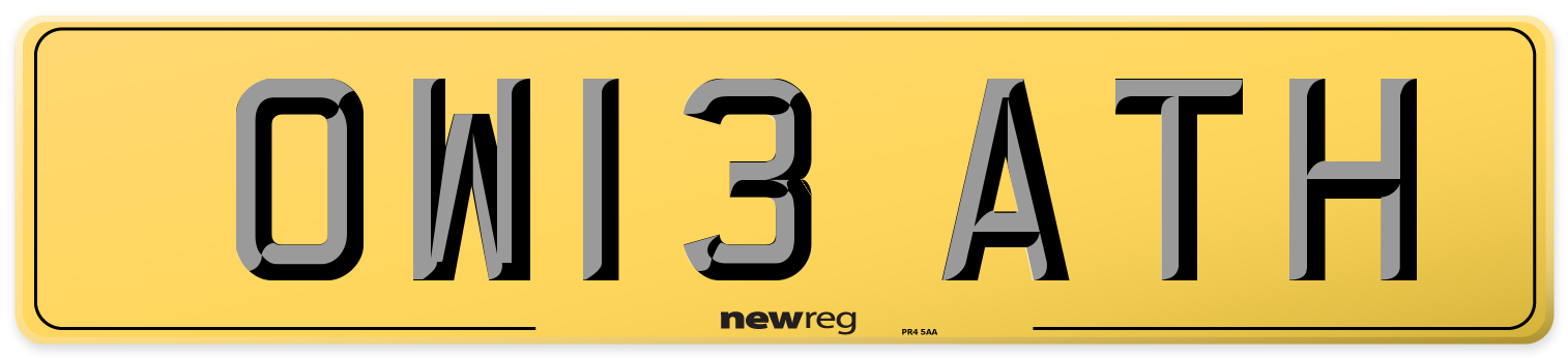 OW13 ATH Rear Number Plate