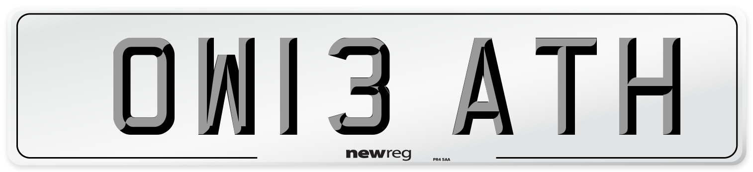 OW13 ATH Front Number Plate