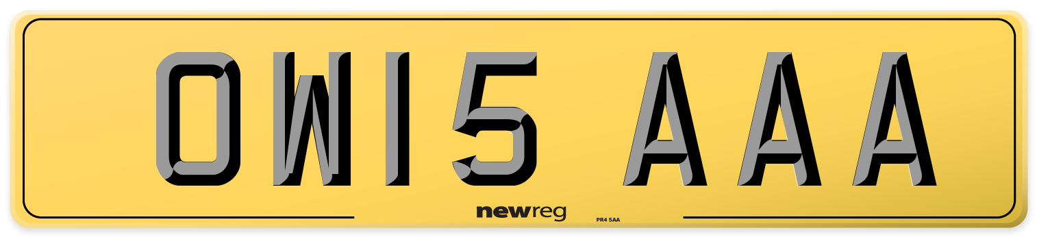 OW15 AAA Rear Number Plate