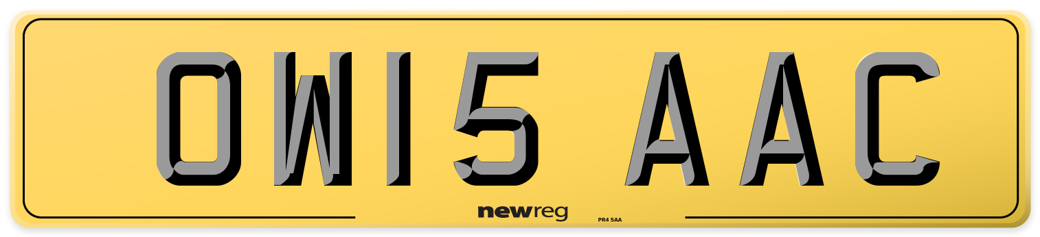 OW15 AAC Rear Number Plate