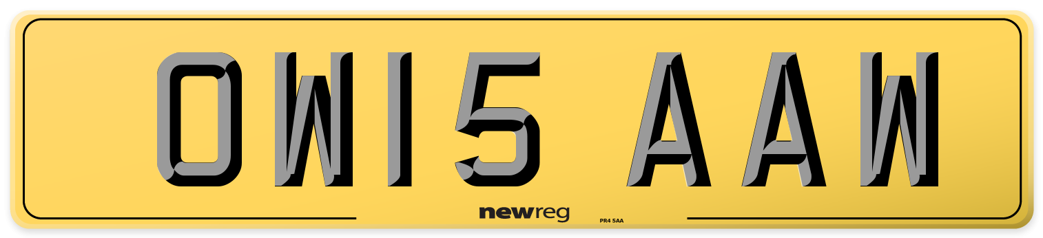 OW15 AAW Rear Number Plate