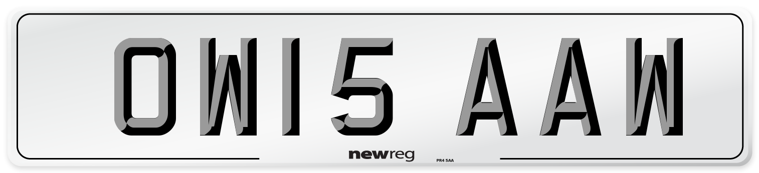 OW15 AAW Front Number Plate