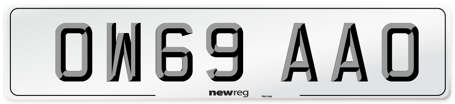 OW69 AAO Front Number Plate