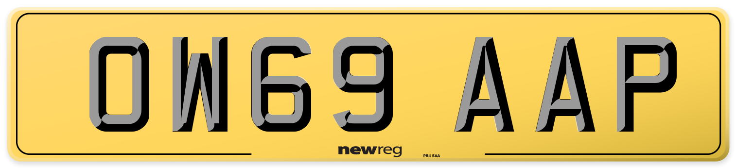 OW69 AAP Rear Number Plate