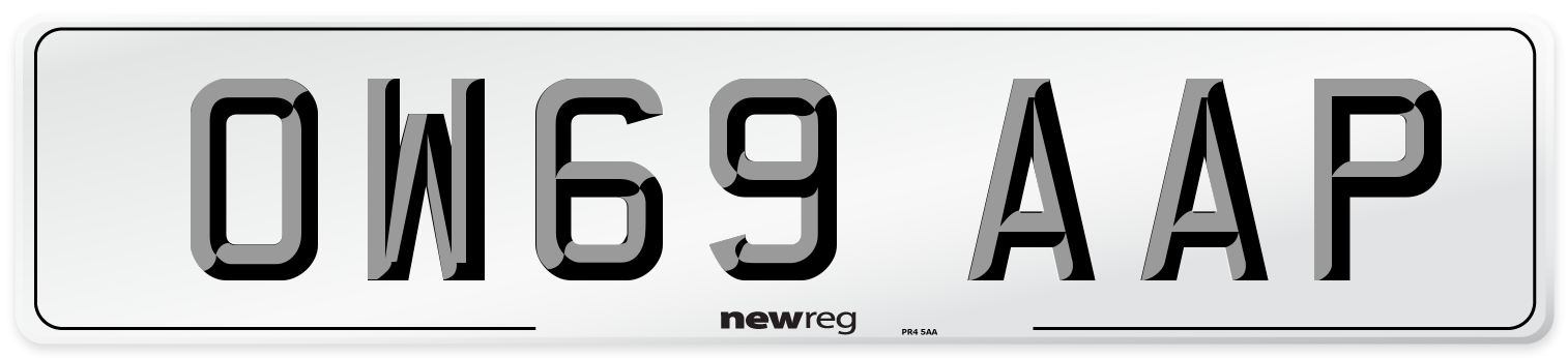 OW69 AAP Front Number Plate