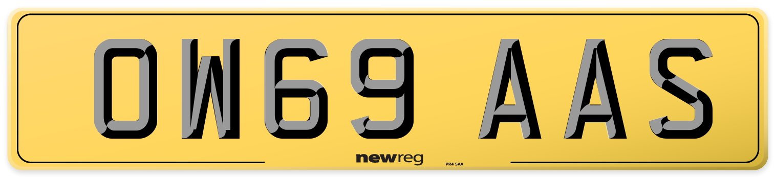 OW69 AAS Rear Number Plate