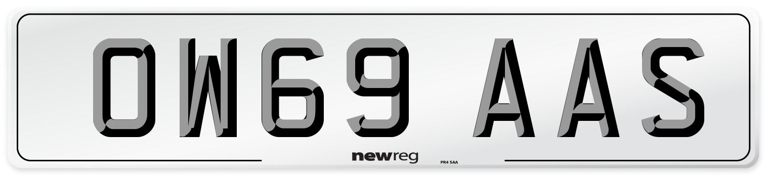 OW69 AAS Front Number Plate