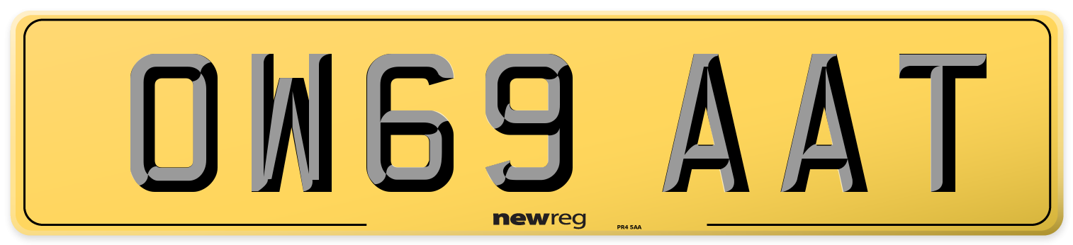 OW69 AAT Rear Number Plate