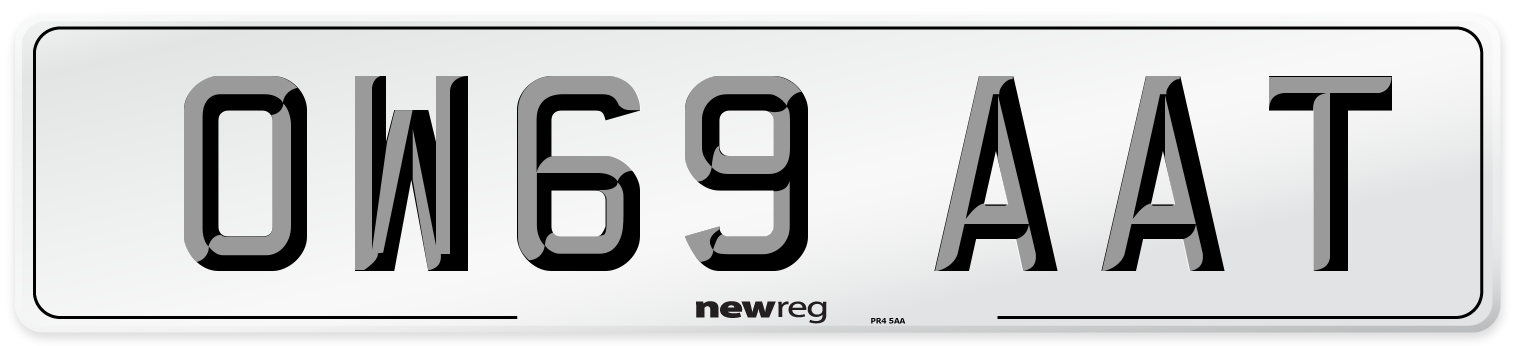 OW69 AAT Front Number Plate