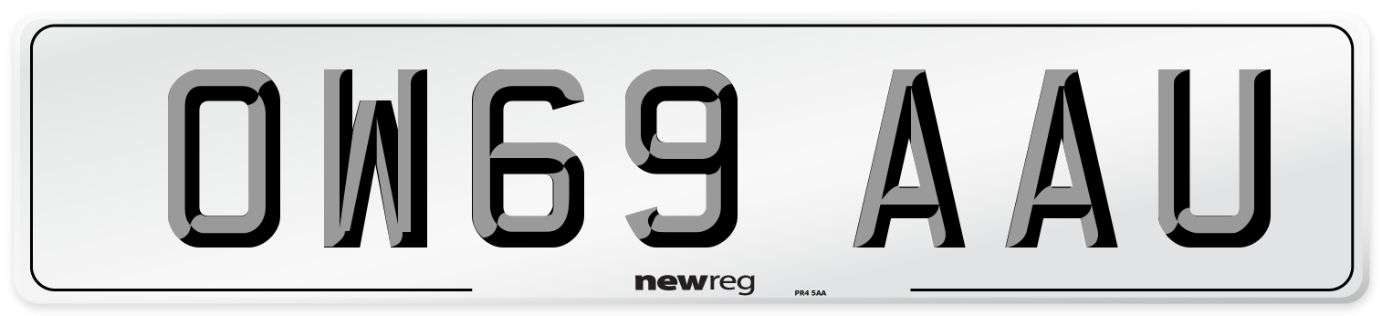 OW69 AAU Front Number Plate