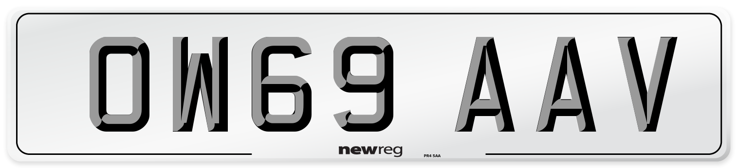 OW69 AAV Front Number Plate