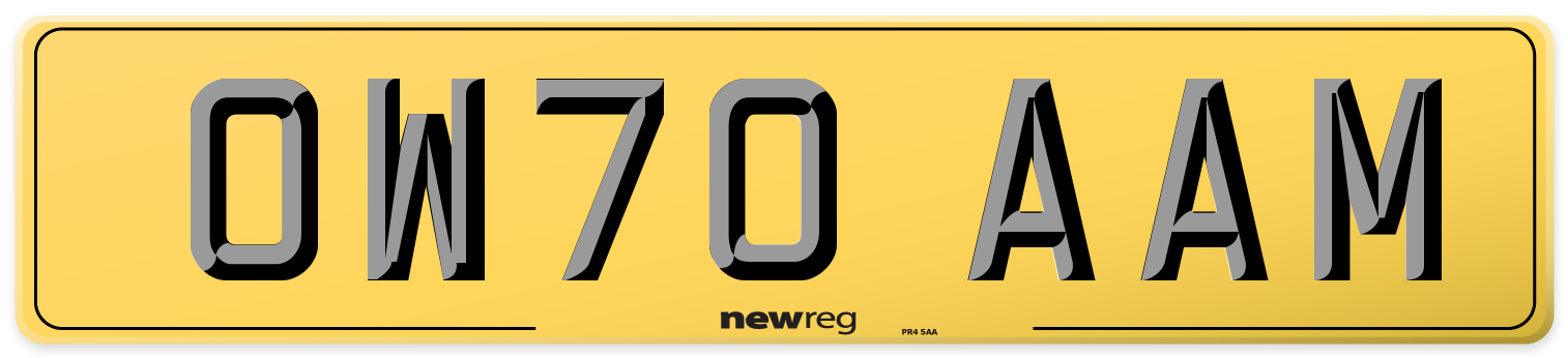 OW70 AAM Rear Number Plate