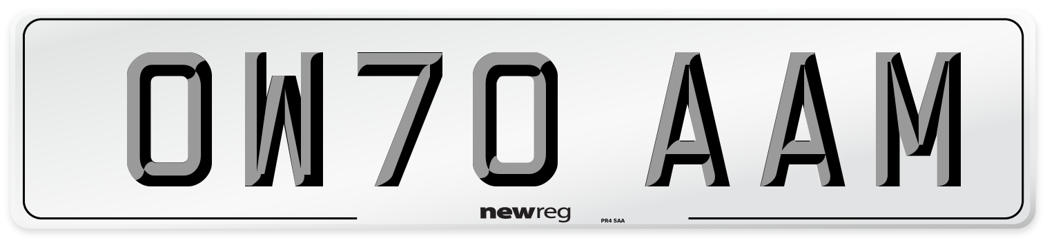 OW70 AAM Front Number Plate
