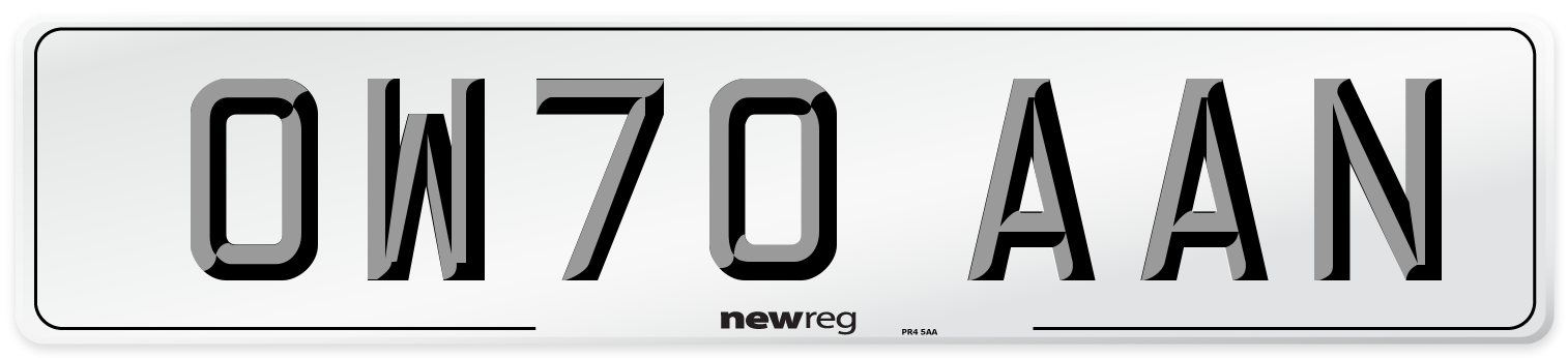 OW70 AAN Front Number Plate