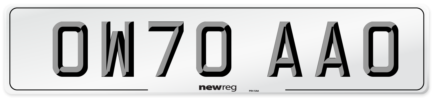 OW70 AAO Front Number Plate