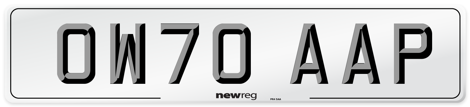 OW70 AAP Front Number Plate