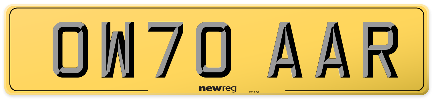 OW70 AAR Rear Number Plate
