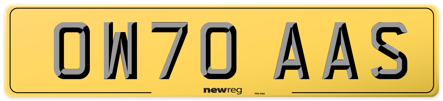OW70 AAS Rear Number Plate