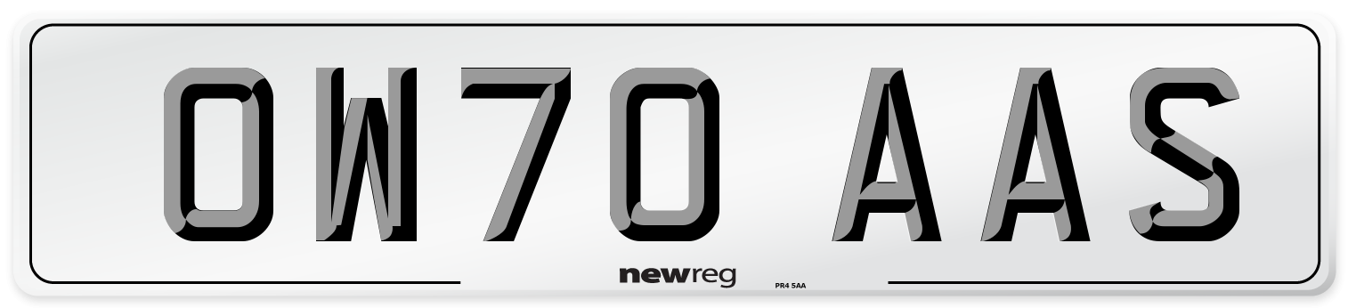 OW70 AAS Front Number Plate