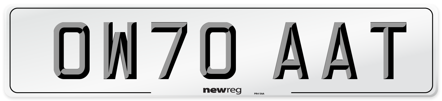 OW70 AAT Front Number Plate