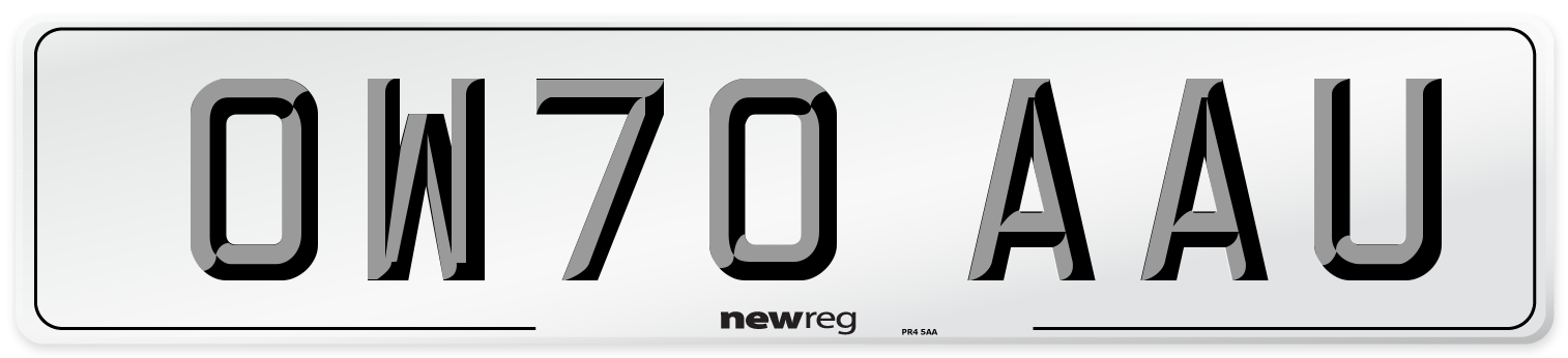 OW70 AAU Front Number Plate