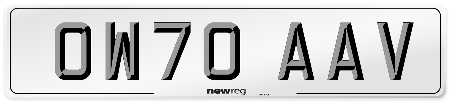 OW70 AAV Front Number Plate