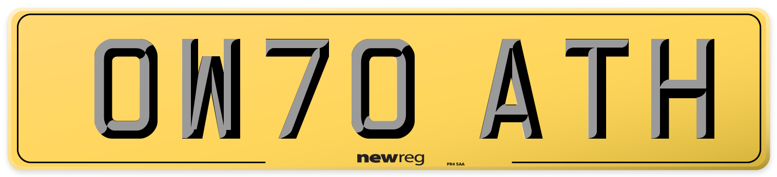 OW70 ATH Rear Number Plate