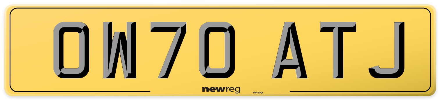OW70 ATJ Rear Number Plate