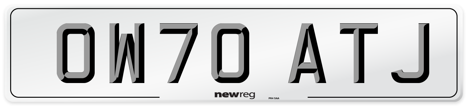 OW70 ATJ Front Number Plate