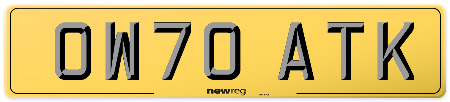 OW70 ATK Rear Number Plate
