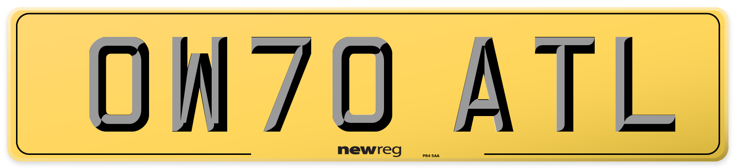 OW70 ATL Rear Number Plate