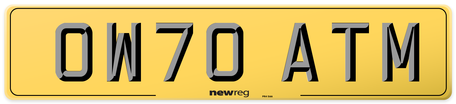 OW70 ATM Rear Number Plate