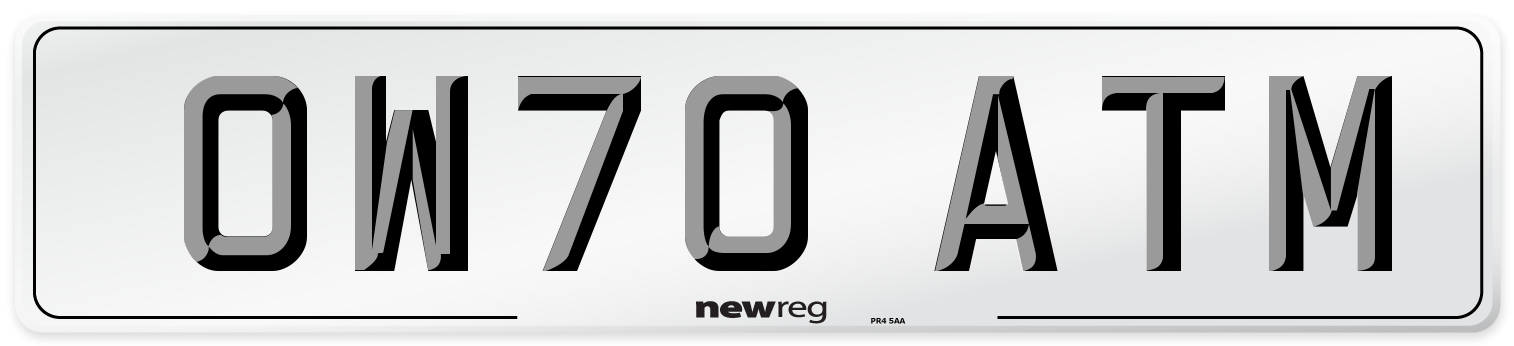 OW70 ATM Front Number Plate