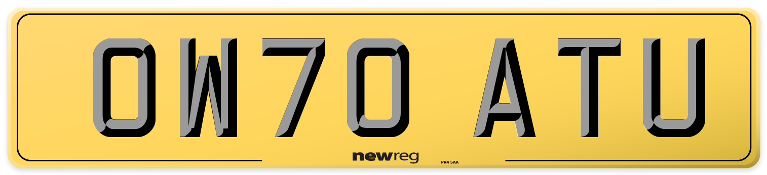 OW70 ATU Rear Number Plate
