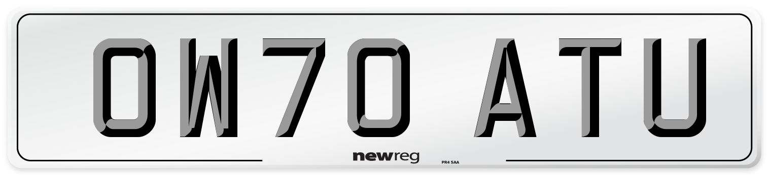 OW70 ATU Front Number Plate
