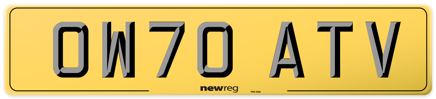 OW70 ATV Rear Number Plate