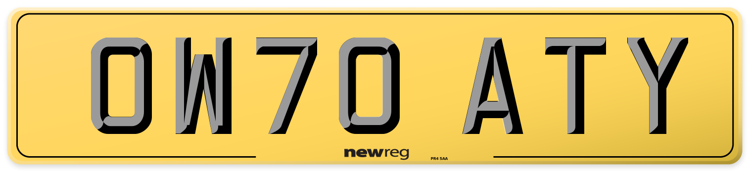 OW70 ATY Rear Number Plate