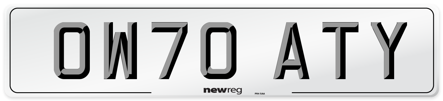 OW70 ATY Front Number Plate