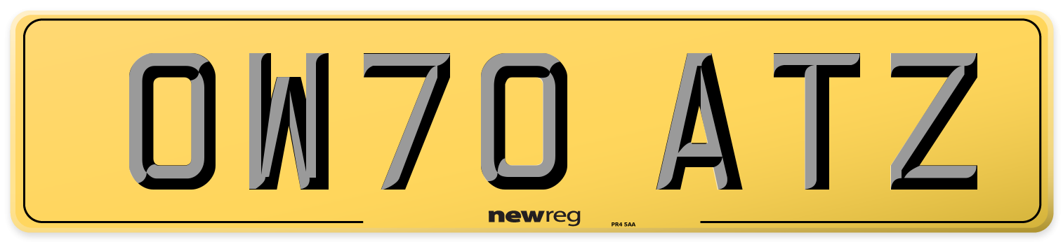 OW70 ATZ Rear Number Plate