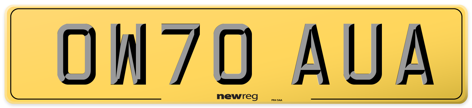 OW70 AUA Rear Number Plate