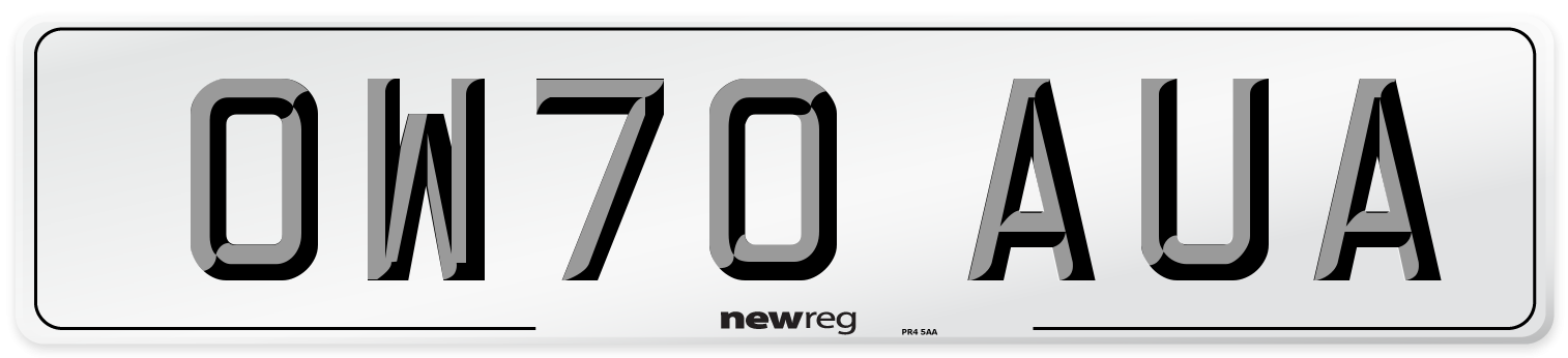 OW70 AUA Front Number Plate