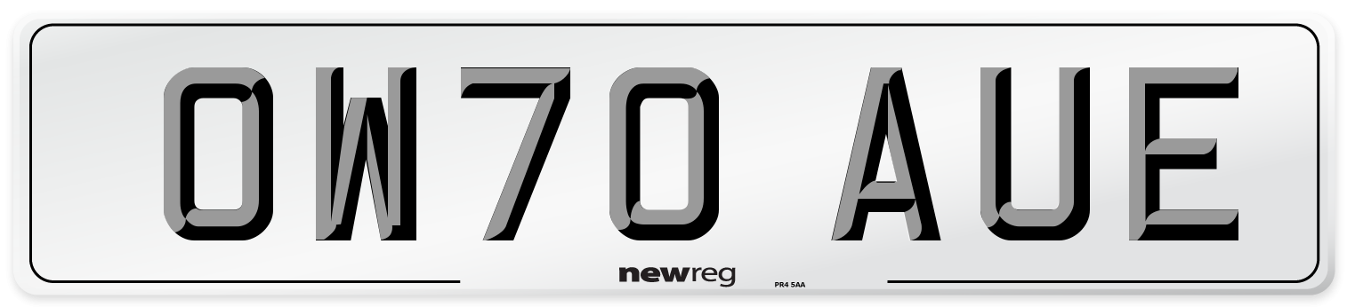 OW70 AUE Front Number Plate