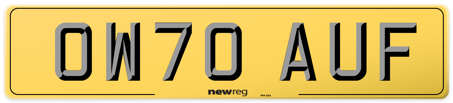 OW70 AUF Rear Number Plate