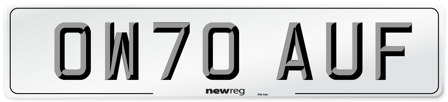 OW70 AUF Front Number Plate